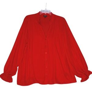 Torrid Red Chiffon Blouse Size 2 Plus Button Front Lightweight Top